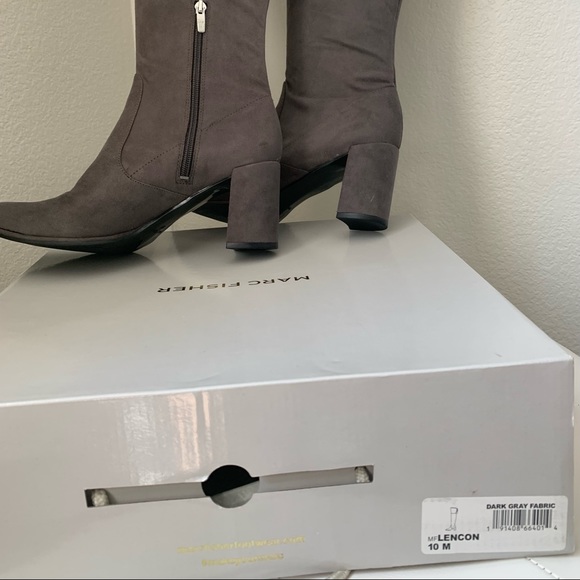 NWOT Marc Fisher Lencon Over-the-knee Boots in Grey Fabric - Picture 9 of 9
